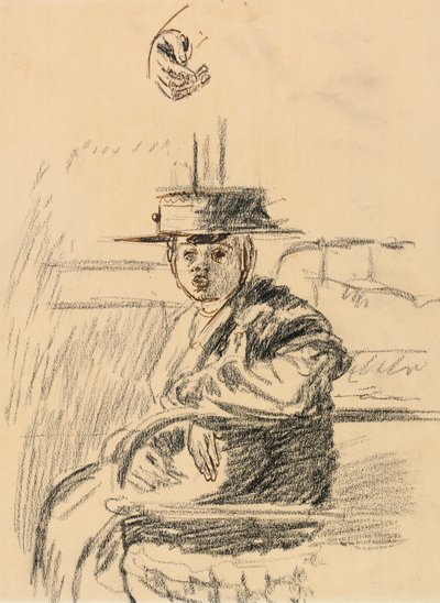 Seated Woman with a Straw Boater by Walter Richard Sickert